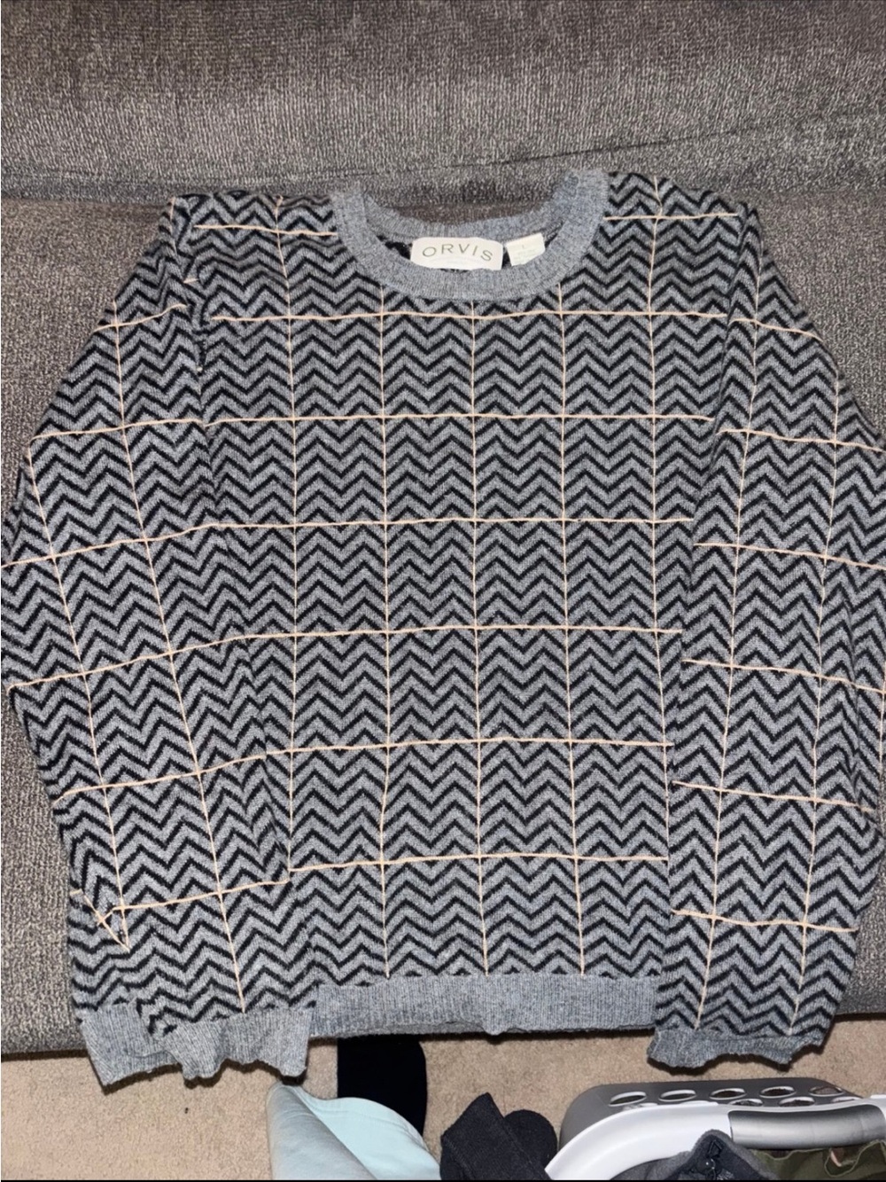 Orvis woman’s Gray Patterned Crewneck Sweater